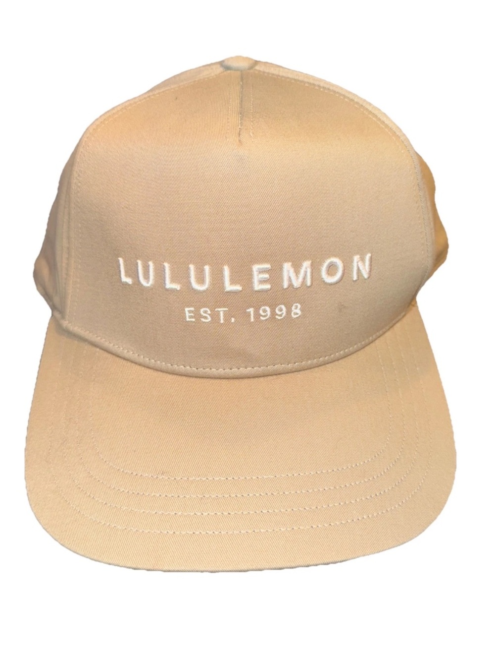 Lululemon TAN The All Days Snapback HAT Twill Cotton white Stitch Logo S/M, NEW